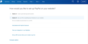 PayPal API Setup Step 1