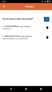 Bluetooth printer confirmation